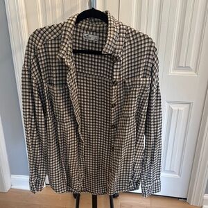 Women's Brown and White Checkered Jacket